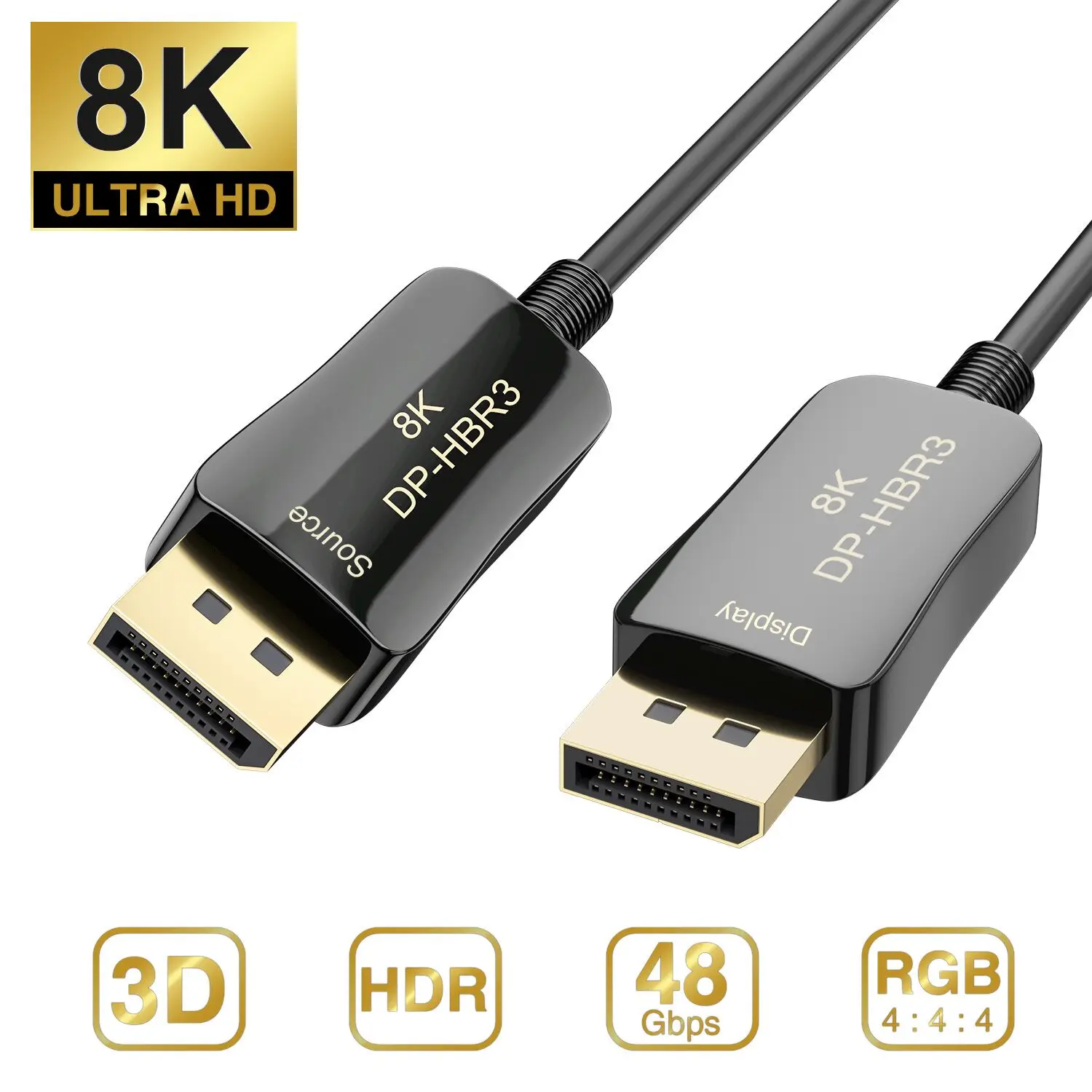 Оптоволоконный кабель displayport в 8K для HD компьютера ТВ подключенный проектор
