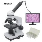 Биологический микроскоп, 1600X, 2 МП, USB, электронный окуляр, цифровой микроскоп, 50 слайдов, со светодиодный Ной лампой, монокулярный микроскоп
