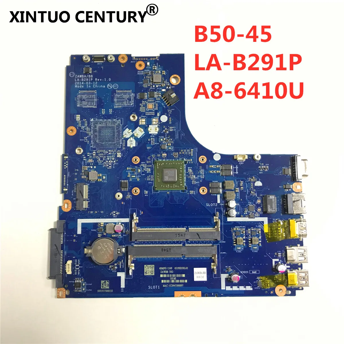 

Perfect Running LA-B291P Motherboard for Lenovo LdeaPad B50-45 ZAWBA BB LA-B291P Laptop Motherboard A8-6410 CPU DDR3 100% Tested