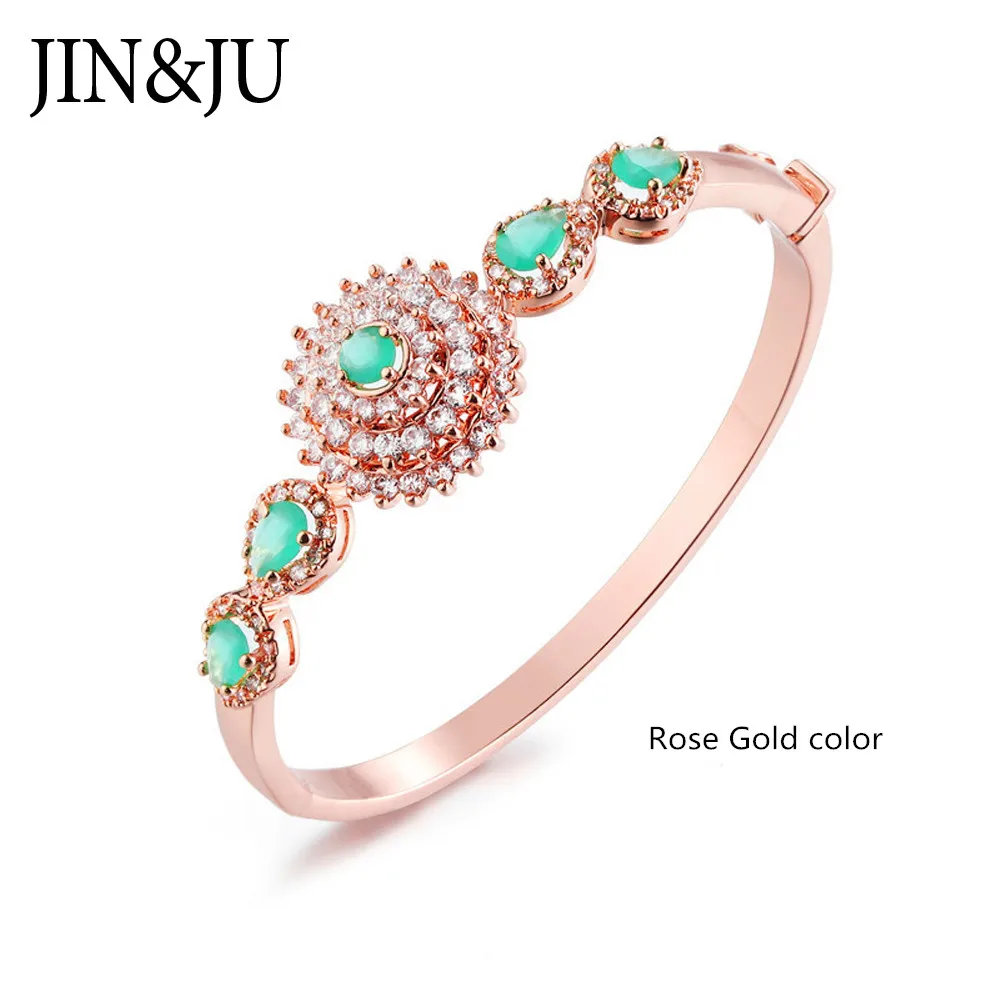 

JIN&JU High Quality AA Cubic Zircon Womens Bangles Bracelets Gold-Color Fashion Jewelry For Girlfriend Birthday Gift
