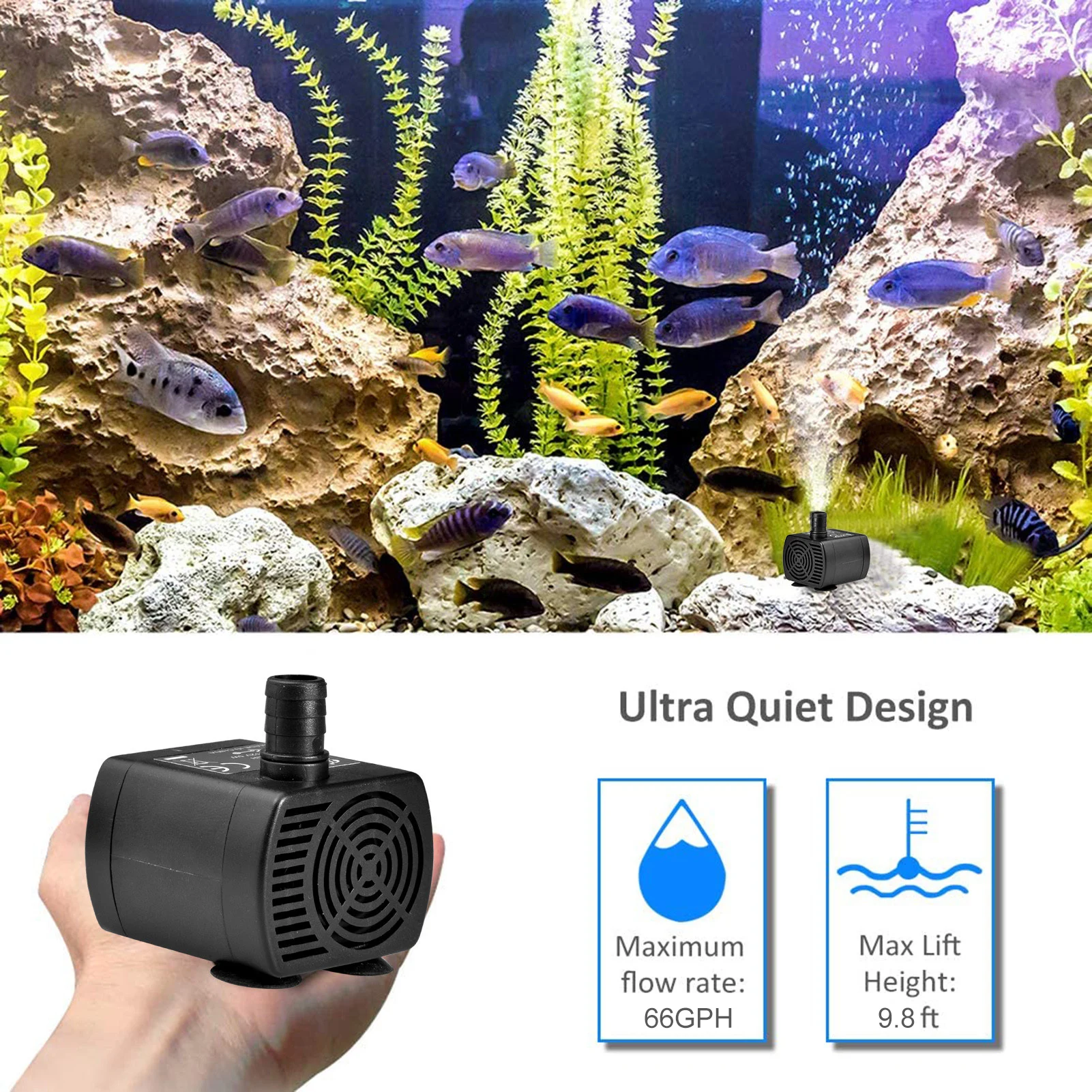 

Aquarium Micro Water Air Pumps Submersible Motor Mini Super Silent For Fish Tank Fountain Accessory DC12V 250L/H