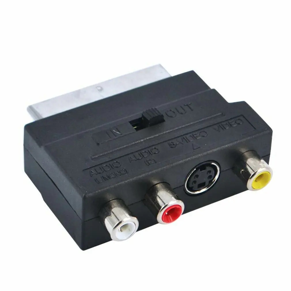 Переходник SCART AV с блоком на 3 RCA Phono Composite S Video переключателем In/Out Scart SVHS адаптер для