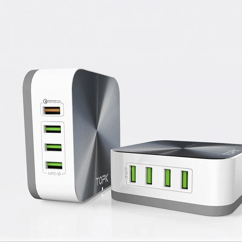 TOPK 50 Вт Quick Charge 3 0 USB зарядное устройство 8 портов Мобильный телефон настольное