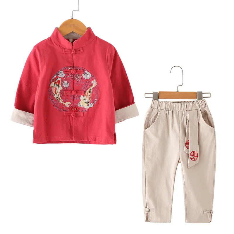 Ropa de Año Nuevo Chino Hanfu para niños, camisa china de Kung Fu para niños, pantalones tradicionales orientales, disfraces de Cosplay