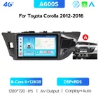 Автомагнитола 6g + 128GROM Android 10,0, мультимедийный видеоплеер с GPS-навигацией для Toyota Corolla E170 E180 2014-2016 No 2din