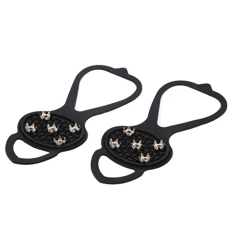

Crampons Non-Slip Shoes Cover Winter Sport Goods Camping 5 Nails Black Snowy Outdoor Durable Hiking Ice Anti Slip