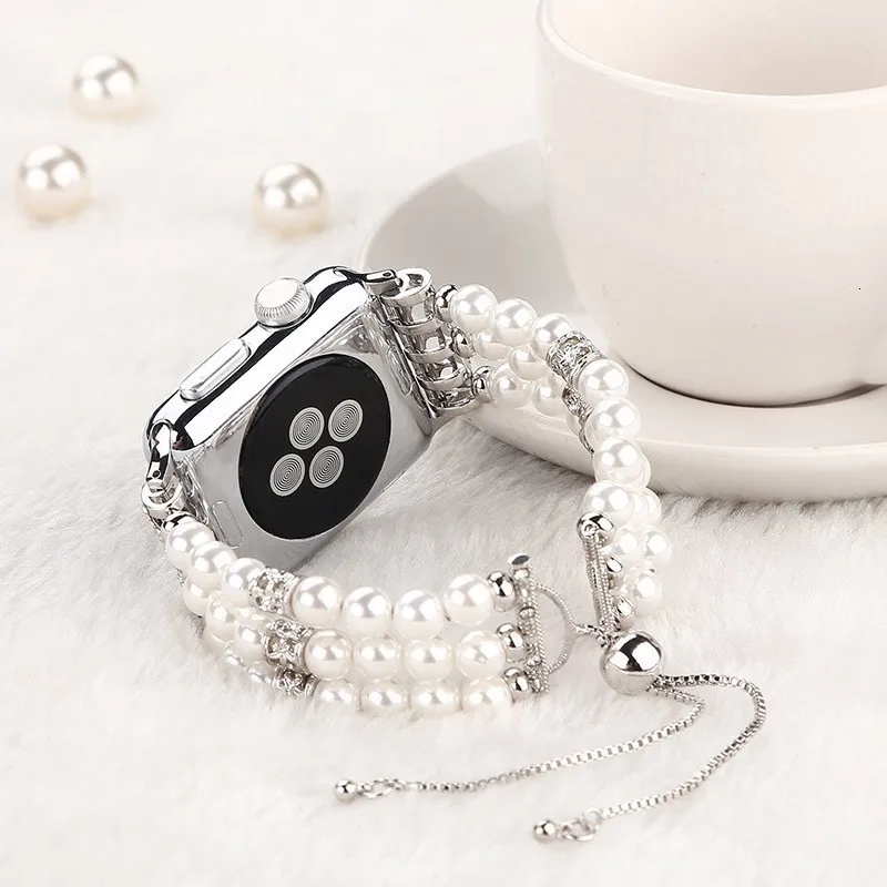 Модный браслет на запястье с жемчужиной ремешок для apple watch полосы 44 мм 42 iwatch серии 5 4 3 2 часы ручной работы браслет для девочек Замена 38 мм