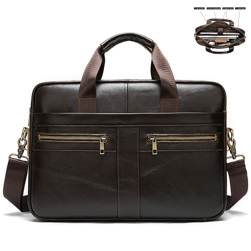 Luufan Men's Briefcases Men's Bags Genuine Leather Lawyer/office Bag for Men Laptop Bag Leather Briefcases Bag for Documents