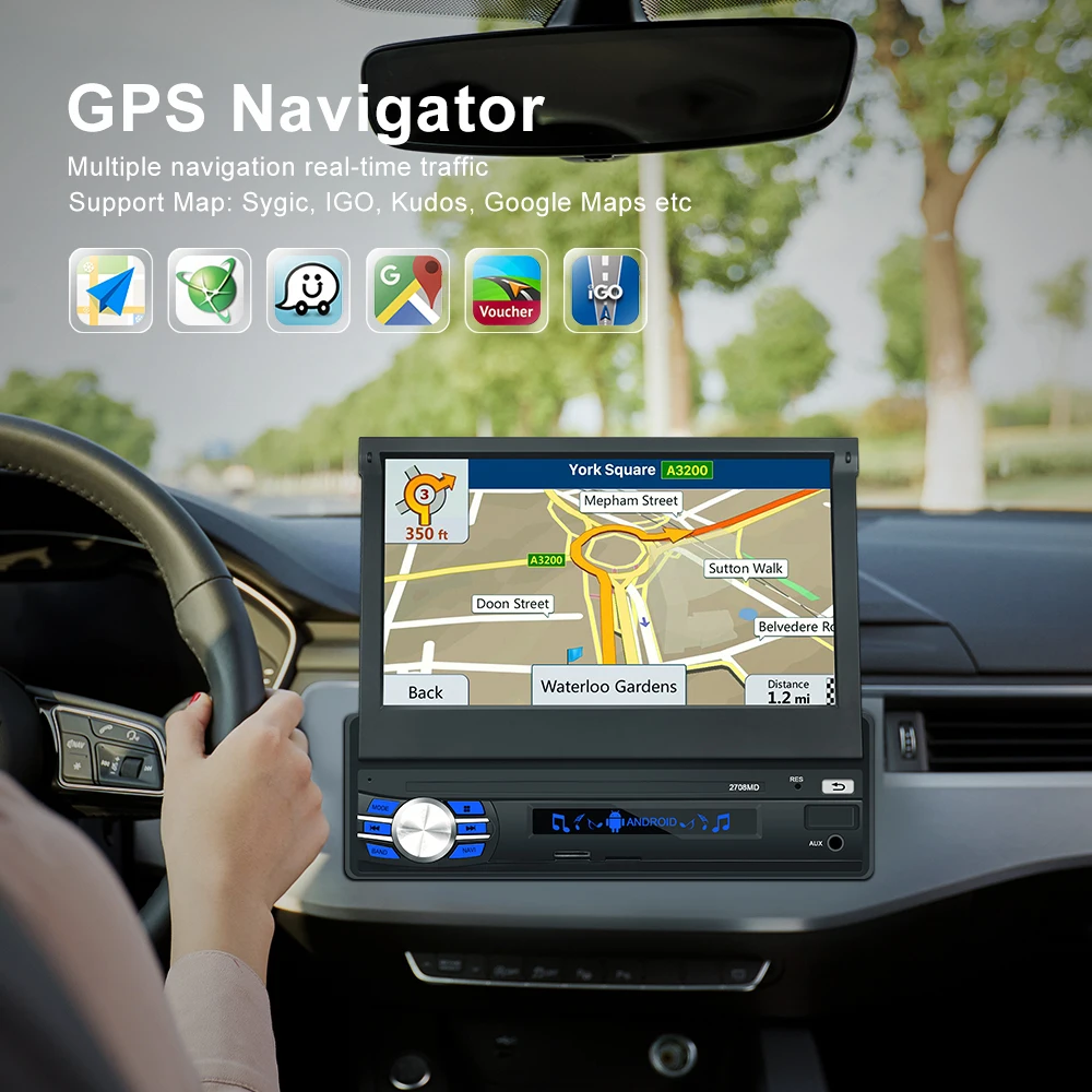 Автомагнитола Podofo 1 Гб + 16 ГБ мультимедийный проигрыватель на Android с GPS Wi Fi Bluetooth