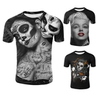 Футболка Мужскаяженская с коротким рукавом, топ в стиле оперы, с 3D принтом черепа, Повседневная Уличная одежда с красивым маском, на лето