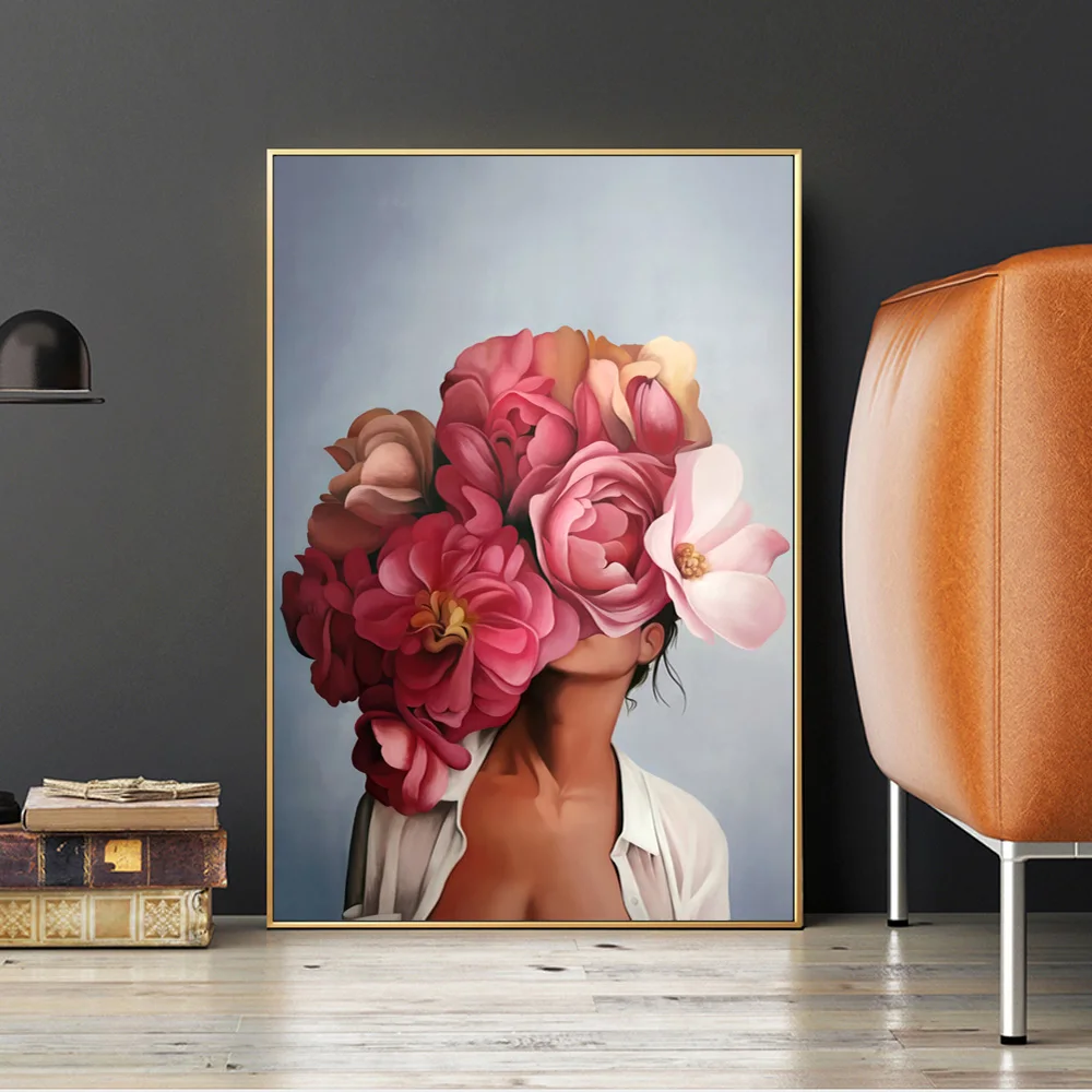 

Nordic Flowers Head Woman Decoration Posters And Prints Living Room Canvas Paintings Wall Pictures Home Decor Canvas Posters