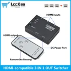 Разветвитель HDMI LccKaa, 3 в 1, 1080p HD 1,4, с пультом дистанционного управления для HDTV, XBOX360, DVD-проектора