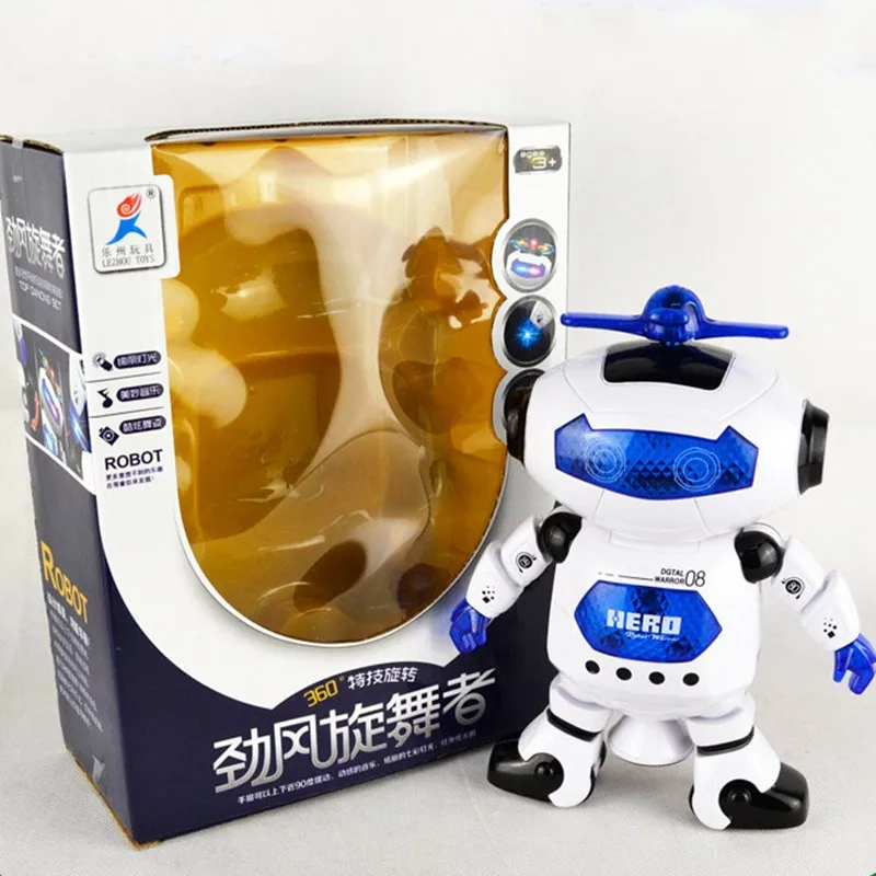 [Funny] Multi-function Stunt Kid robot Superhero Dance Electric Rotating dancing Robot With Light Music Musical Toy baby gift | Игрушки и