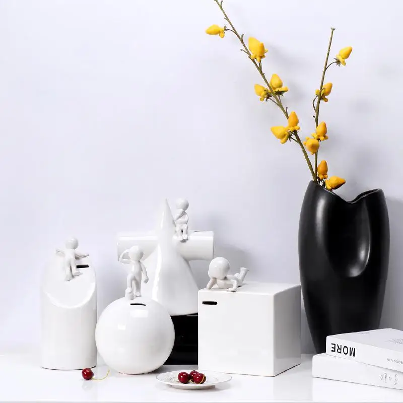 

Ceramic Figure Piggy Bank Decoration Modern Simple Ceramic Creative Gift Home Living Room Bookcase Tv Cabinet Decoration