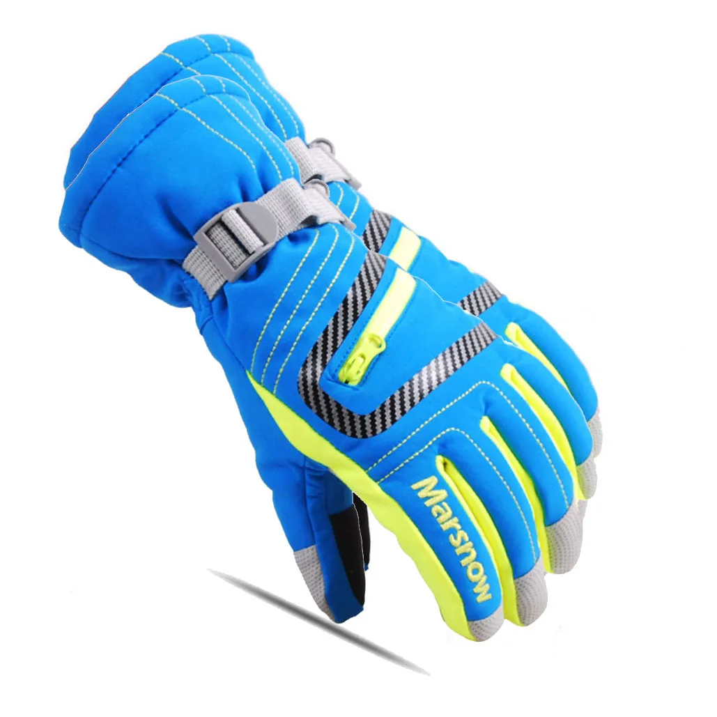 Blue Windproof Waterproof Ski Gloves Warm Snowboard Gloves Non-slip Motorcycle Riding Winter Gloves Unisex Snow Gloves for Men Women - Цвет: Blue
