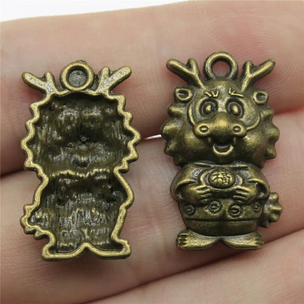 

WYSIWYG 5pcs 27x16mm Dragon Charms Pendant For Jewelry Making Antique Bronze Plated Alloy Charms