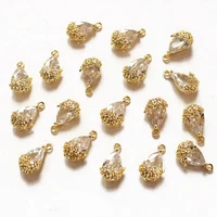 4pcs 14k gold plated water drop shape eardrop zircon pendant diy earrings making charms jewelry findings supplies accessories