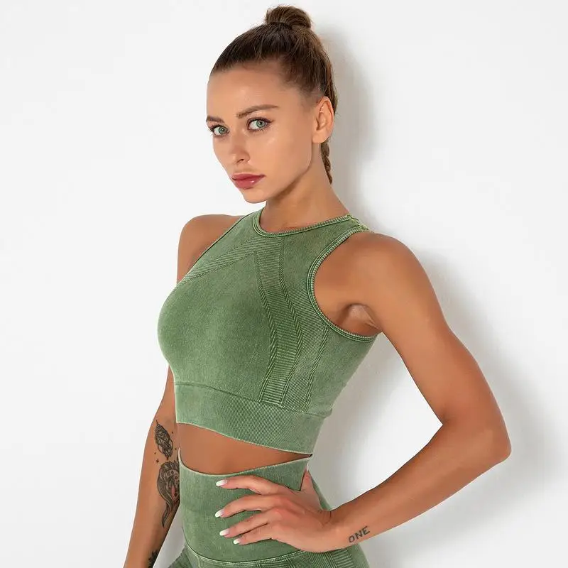 

UwillyME Washed Seamless Sport Bras Women Gym Vest Top Female Brassiere Deep V Sexy Women's Underwear Backless Bralette Lingerie