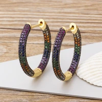nidin new luxury 4 colors choice crystal boho earrings big circle dangle pendant for women girls fine party wedding jewelry gift