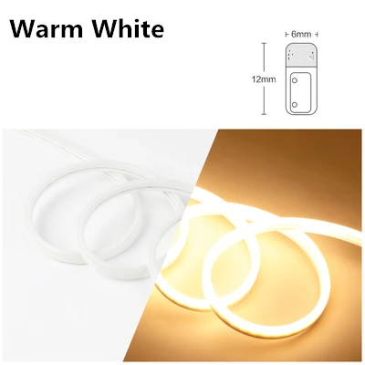 Warm White 12 В светодиодная неоновая подсветка для салона автомобиля знак веревка гибкая лента мягкий бар кремний водонепроницаемый 2835 SMD белый красный зеленый желтый розовый, ледяной голубой - Испускаемый цвет: Warm White