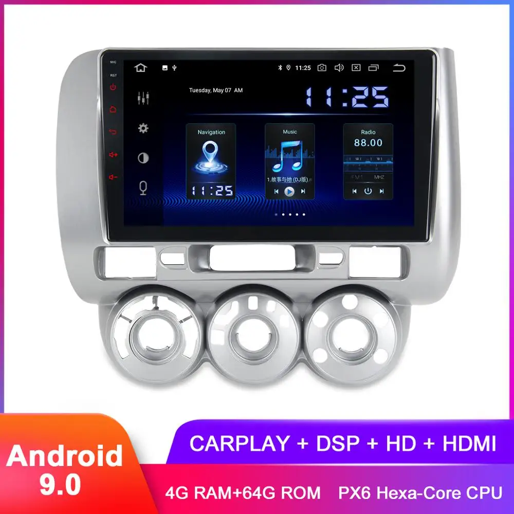 9 "IPS Android 0 автомобильный стерео для Honda Jazz Fit 2004 2005 2006 2007 2008 Carplay радио WiFi GPS BT 5 DSP
