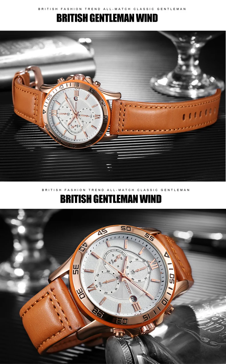 reloj hombre OCHSTIN Rose Gold Luxury watch Automatic Calendar business men watch in Casual sport leather band quartz watch men