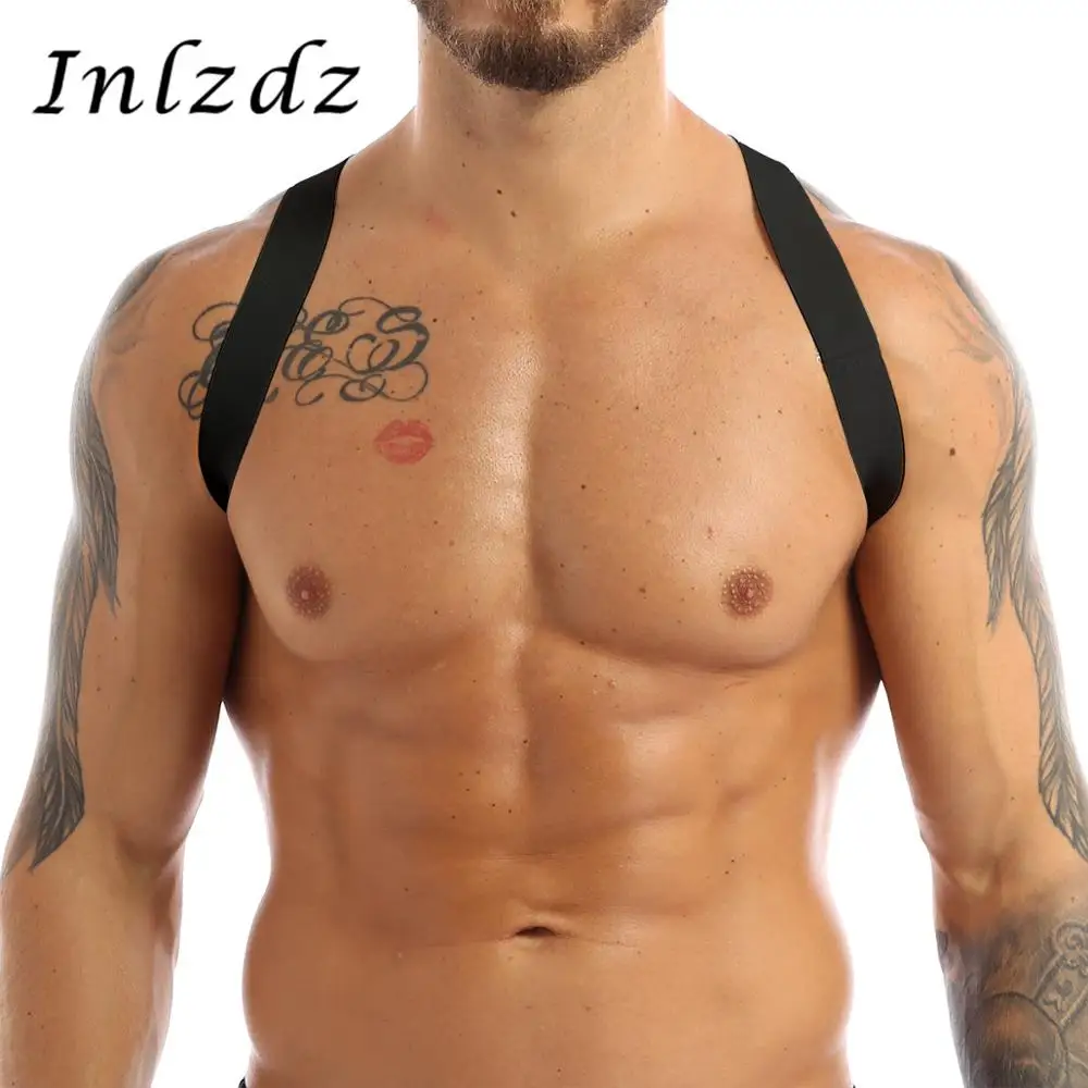 

Hanress Mens Erotic Lingerie Cosplay Costumes Strong Nylon X-Shape Back Elastic Shoulder Body Chest Muscle Harness Costume Belt