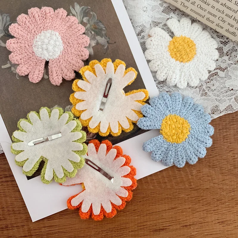 Заколки для волос с цветами аксессуары девочек милые детские зимние вязаные