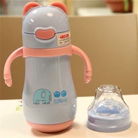 300ml baby bottle handle cover pack straw stainless water bottles children sippy cup teteros para baby equipment bk50np