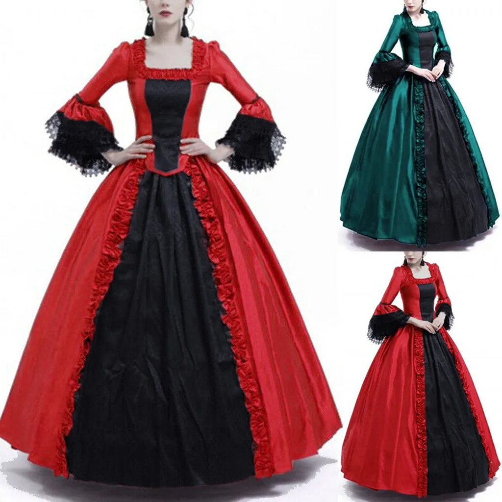 Для женщин на осень/зиму в готическом стиле ретро Цветочный принт Бальные платья