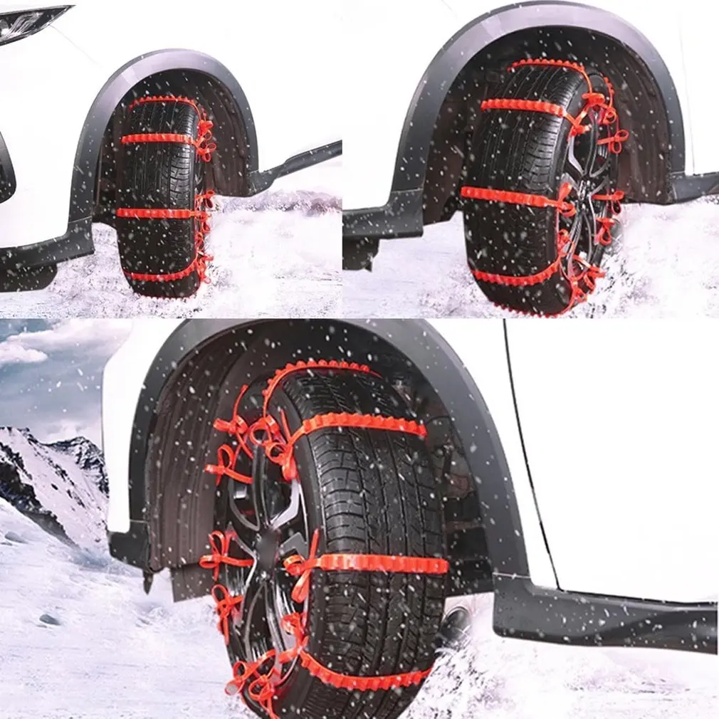 

10Pcs/Set Car Winter Tire Wheels Snow Chains Snow Tire Anti-skid Chains Wheel Tyre Cable Belt Winter Outdoor Emergency Chain Red