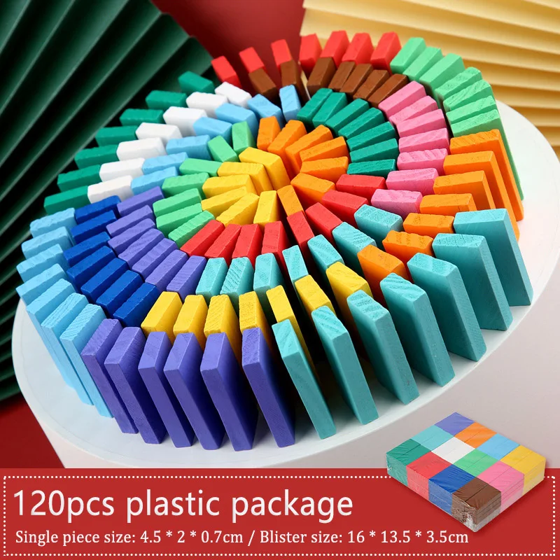 

2021 New Domino Set Large Children's Educational Building Block Montessori Wooden Toy Birthday Christmas Gift