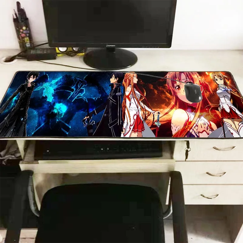 Sword Art Online Аниме большой игровой коврик для мыши Коврик с блокирующим краем