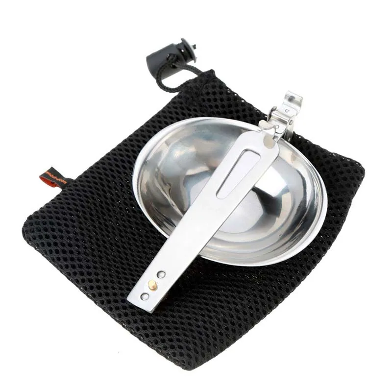 

Outdoor Tableware For Camping Wear-resistant Stainless Steel Folding Spoon Foldable Soup Ladle Portable Cookware
