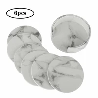 6pcs home decor marble pu leather round square drink coasters placemat cup mat pad holder kitchen tableware kitchen accessories