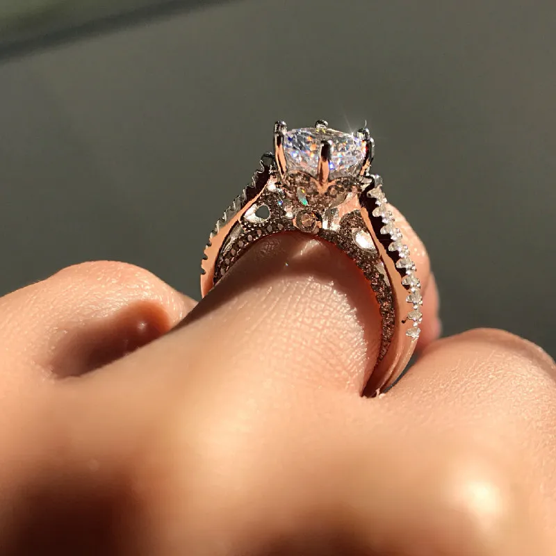 

Popular Artificial Square Diamond Princess Ring Engagement Finger Ring Jewelry