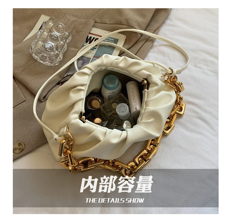 

Solid Color Pleated Tote Bag 2021 Fashion New High-quality Soft Leather Women's Designer Handbag Travel Shoulder Bags Armpit Bag