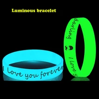 luminous silicone bracelet customized glossy printing luminous bracelet couple silicone wrist band fluorescent night running