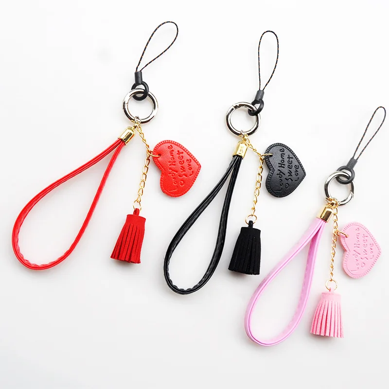 

1/2 pcs Small fresh ornaments tassels wrist lanyard mobile phone lanyard key chain wallet u disk short sling Phone Acces
