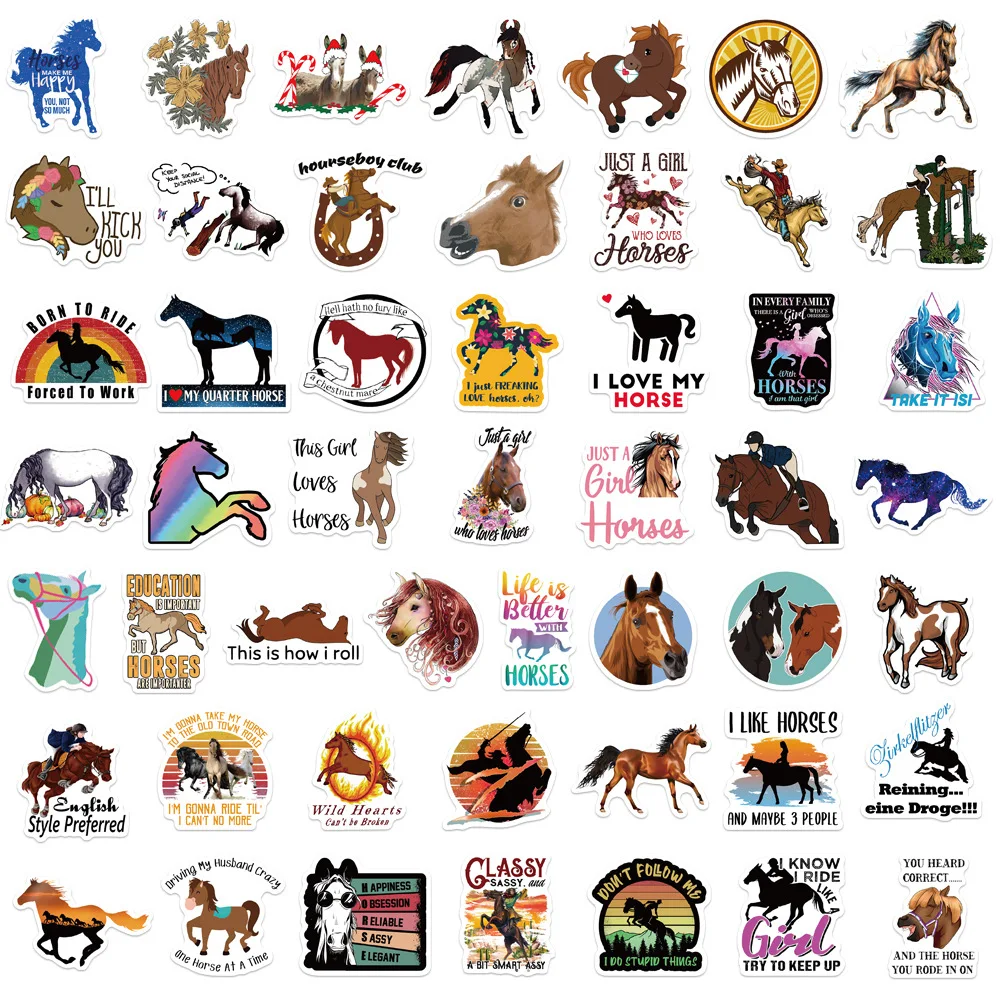 103050pcs horseman equestrian horse stickers aesthetic diy laptop phone luggage water bottle waterproof graffiti decal sticker free global shipping