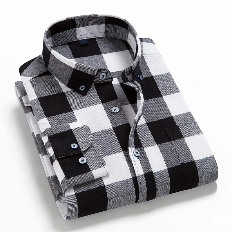 

2021 Spring Autumn Plaid Shirt Men Cotton New Male Casual Long Sleeve Shirt High Quality Man Clothes