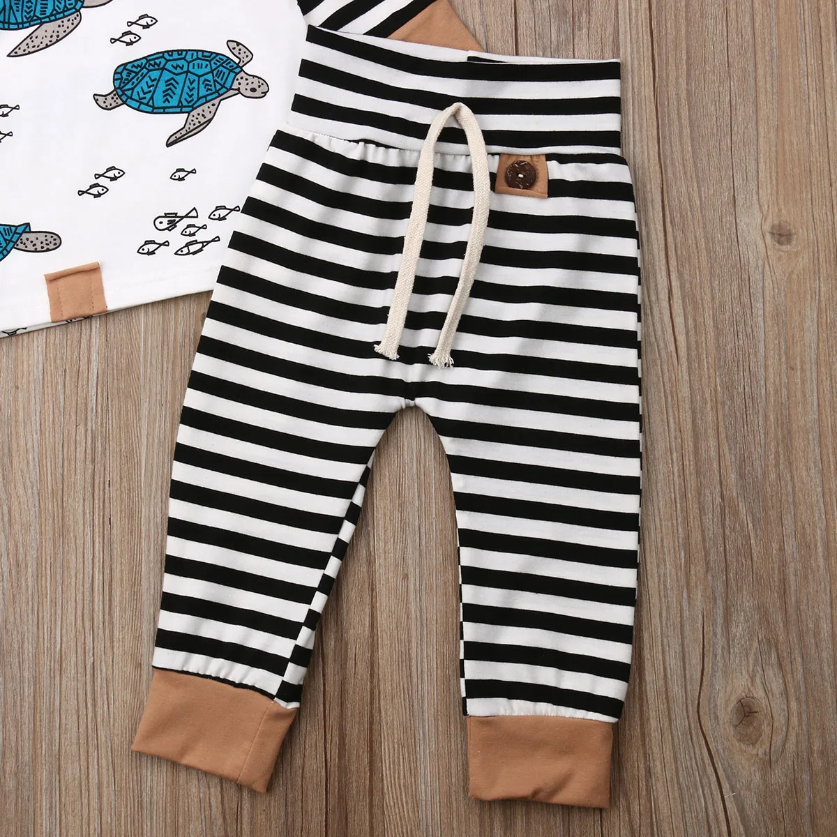 2019 Brand Newborn Baby Boys Girls Cartoon Hoodie Striped Tops Long Pants Legging Outifts Tracksuit Autumn Casual Clothing | Детская
