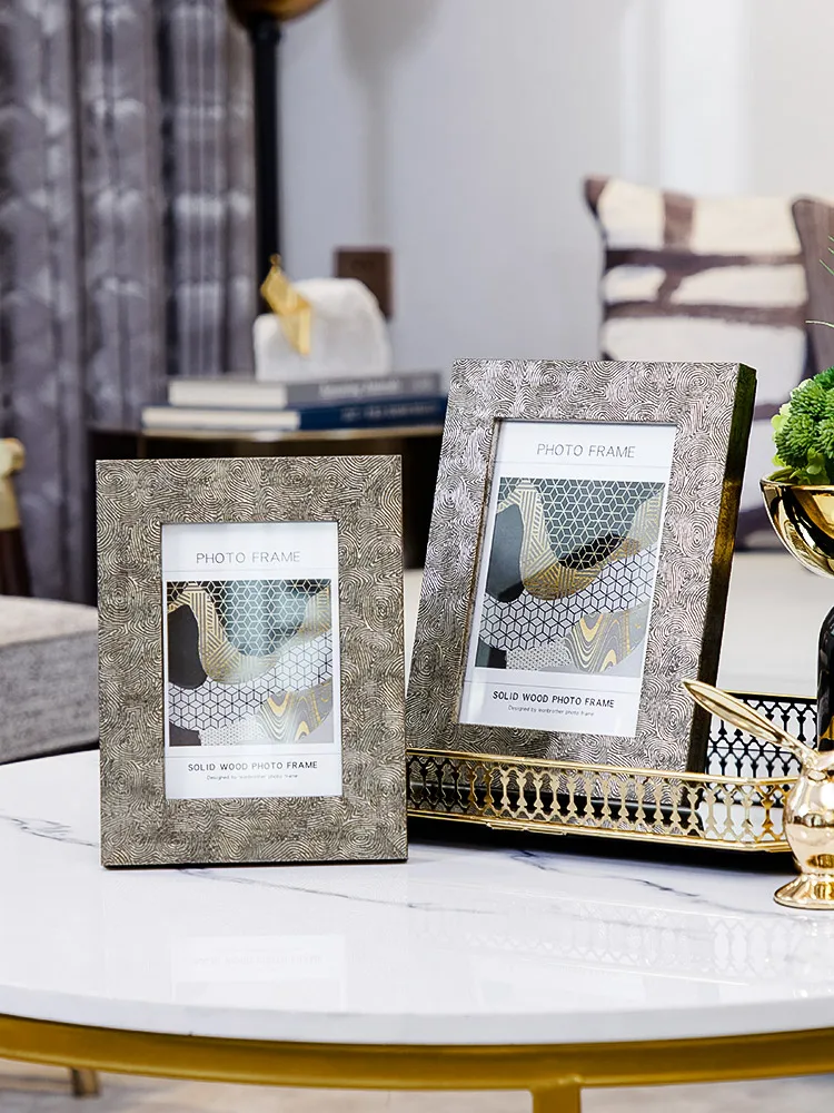 

zq European Entry Lux Table-Top Solid Wood Photo Frame Photo Decoration Bedroom Bedside Table Study Decorations