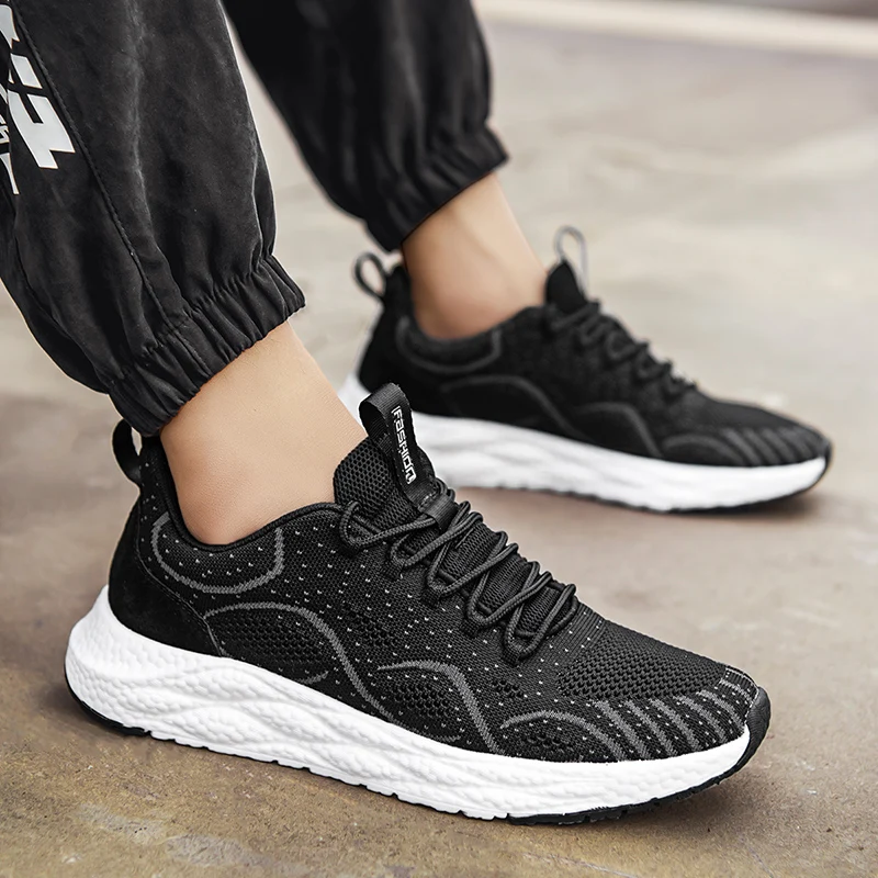 

Lightweight Men's Sneakers Comfortable Male Shoes Breathable Mesh Casual Footwear Outdoor Walking Tennis Lace Up Flats Zapatos