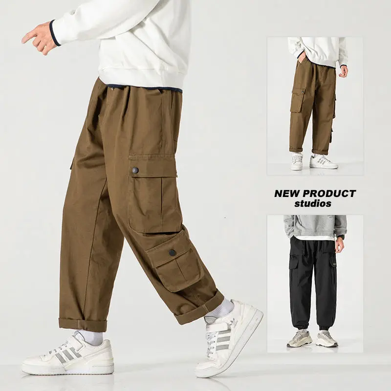 

2021 Men's Fashion Straight Casual Pants Hip Hop Cargo Baggy Streetwear Oversized Joggers Sweatpants Large Pocket Trousers M-5XL