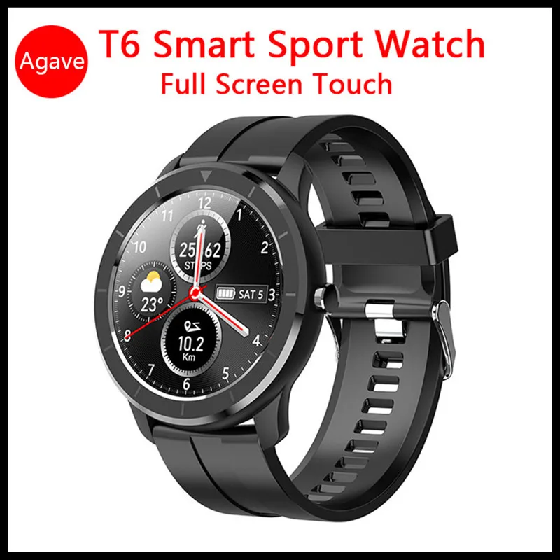 

New T6 Smartwatch Men's Watches Outdoor Sport Smart Watch Round Dial 1.28 Inch Full Screen Touch Fitness Watch For Android IOS