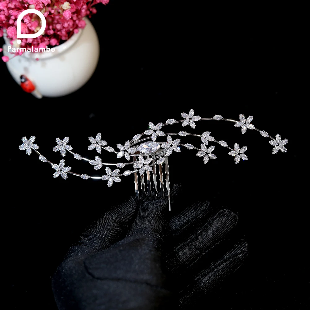 

Simple Bridal Headdress Cubic Zirconia Hair Comb Accessories Ladies Wedding Headdress PS010