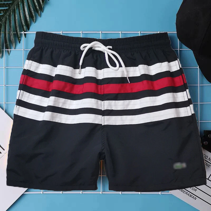 

Casual Men Three-quarter Pants Striped Print Summer Beach Shorts Drawstring Plus Size Short For Male Quick-dry Loose Men Trouser
