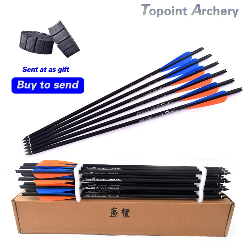 

12PCS 16/20Inch Crossbow Hunting Carbon Arrows Spine400 Orange Blue Feather Replaceable Arrow Bow and Arrow Hunting Archery