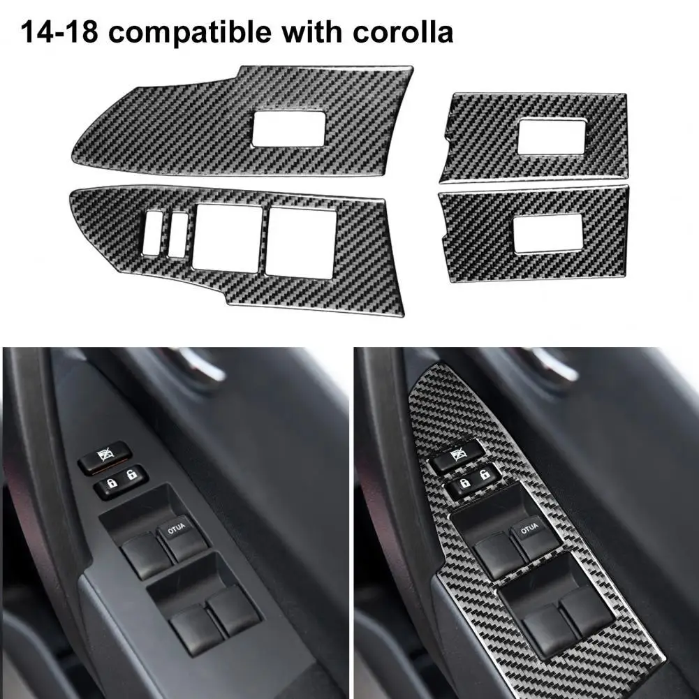 

Eco-friendly 4Pcs Practical Door Window Lift Button Panel Trim Carbon Fiber Panel Decor Sticker Protective